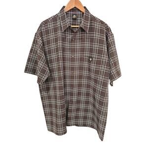 Lowrider Short Sleeve Plaid Shirt Brown Size L